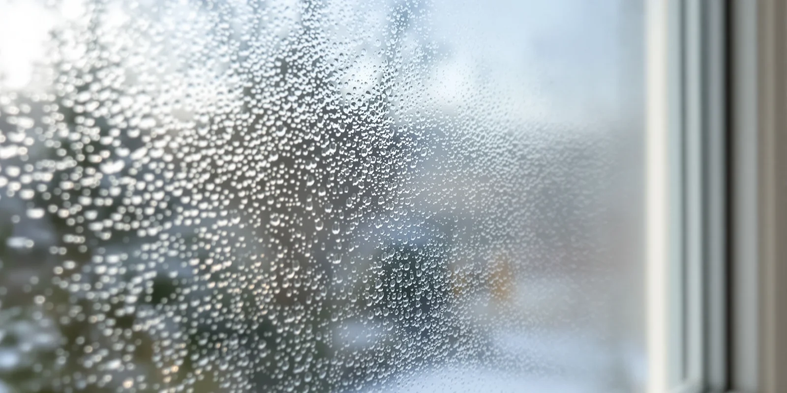 Fenêtre embuée avec condensation entre les vitres, signe d'un thermos défectueux