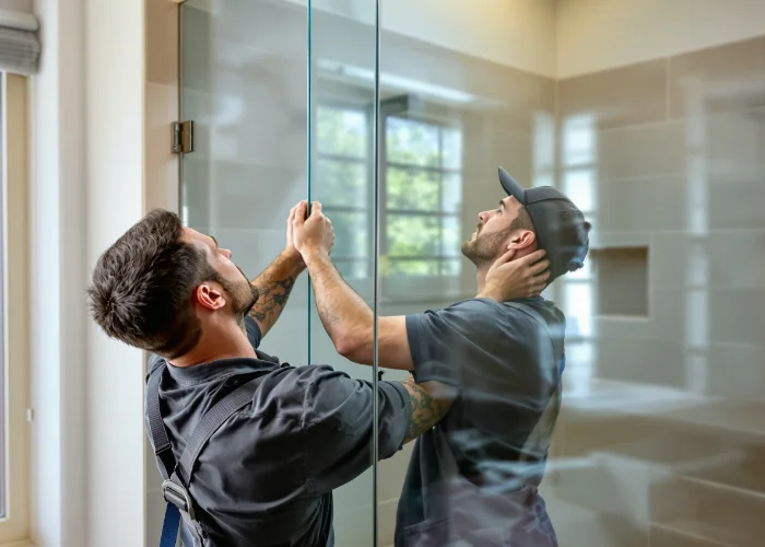Installation d'une porte de douche en verre trempé à Gatineau