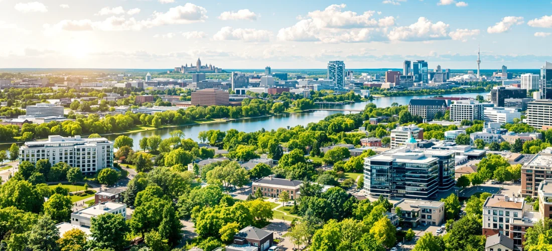 Vue du centre-ville de Gatineau et de la rivière des Outaouais